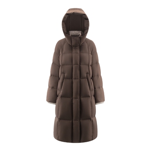 【陈都灵同款】艾莱依泡芙羽绒服2025秋冬新款千鸟格拼接时尚外套