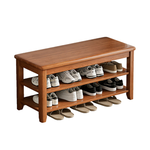 实木换鞋凳门口家用可坐落地收纳穿鞋柜一体免安装多层多功能鞋架
