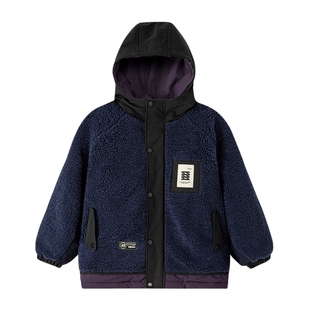 左西童装男童加绒外套2026新款儿童仿羊羔绒夹棉暖绒春秋男孩衣服