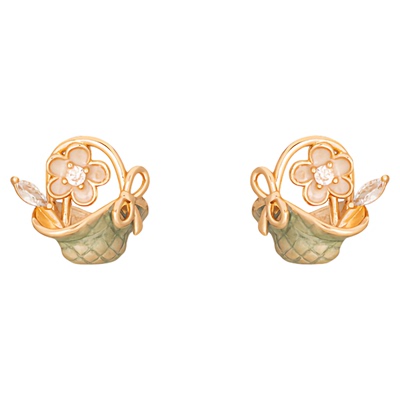 IPINK春天小花篮耳饰女