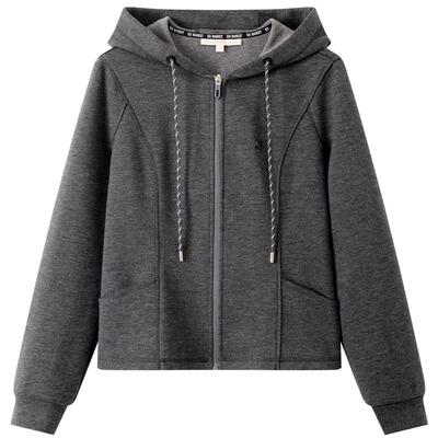 十二篮高级感深灰色卫衣外套女