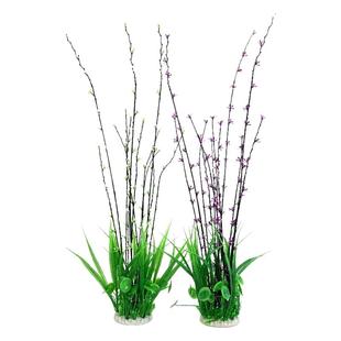 鱼缸水族箱装饰品仿真花绿植假花大柳条嫩芽枝塑料绿叶水草摆件