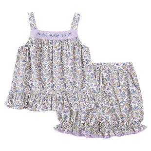 babylove女宝宝套装夏款纯棉吊带上衣短裤外出碎花两件套簇锦生香