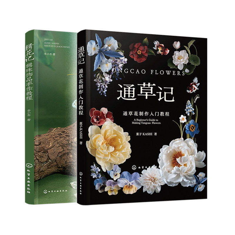 2册 通草记 通草花制作入门教程 辑花记 辑珠饰品手作教程 仿真花永生花制作工艺技法 零基础入门案例详解图解非遗手工DIY一本通书