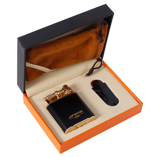 JIFENG季风送男友礼品复古老式防风双火蓝焰直冲雪茄打火机户外