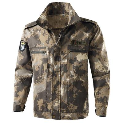 翻领春秋宽松耐磨迷彩服外套