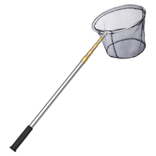 不锈钢抄网竿特硬加粗加厚全套装万能伸缩短节路亚钓鱼大物抄网杆