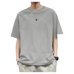 乔丹短袖男T恤夏季新款青少年美式灰色半袖潮牌男装跑步运动服男t