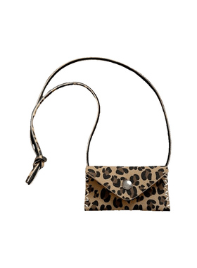 美拉德豹纹皮质小包吊坠项链女