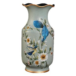 美式复古陶瓷花瓶摆件创意客厅插花家居装饰花仿真假花工艺品装设