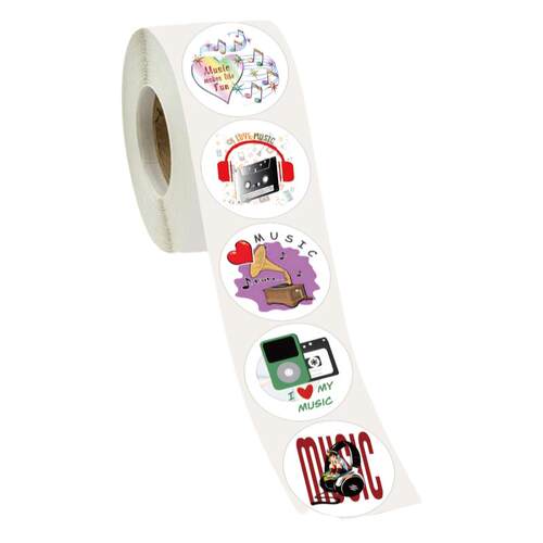 500贴卡通音乐创意圆形迷你小贴纸卷卷贴女孩儿童奖励电动车笔记本电脑平板镜子玻璃门水杯装饰贴画小图案ins