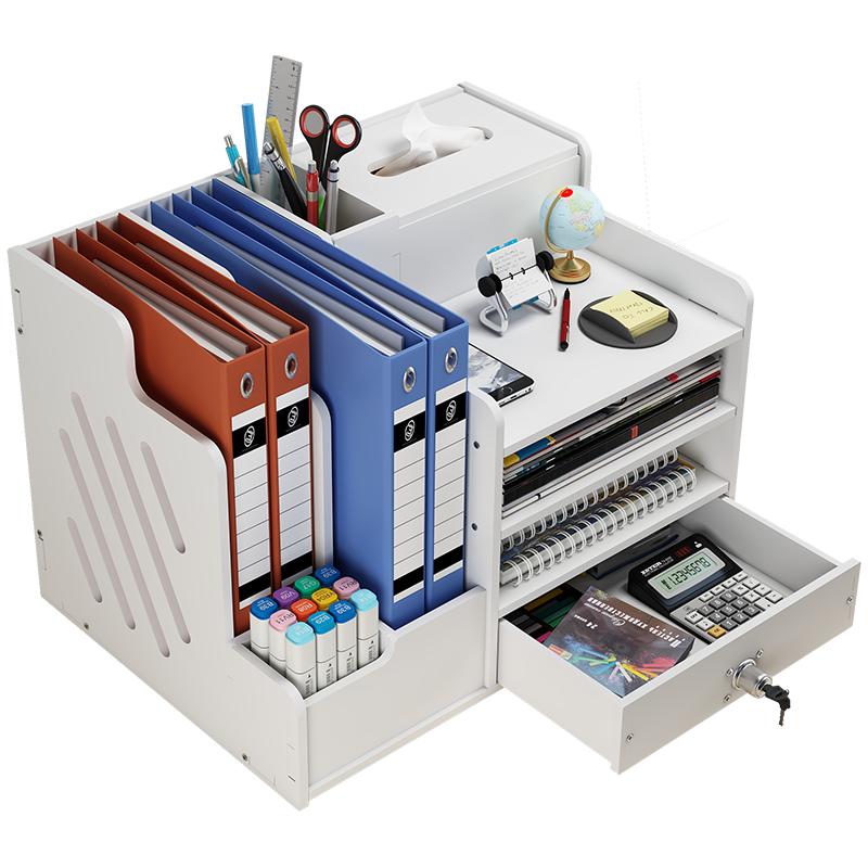 文件架收纳神器多层大容量文件夹收纳盒整理创意文具置物架文件框桌面整理文件盒办公书架框简约A4纸收三加二