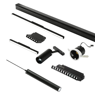 磁吸轨道灯嵌入式明装家用客厅卧室过道无主灯商业照明线形灯泛光