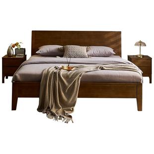 全友家居现代轻奢多功能实木床主卧室1米8双人床橡胶木床2025新款