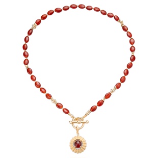 lost in echo2026春夏新款好运红玛瑙饰品珍珠项链手链耳饰套装女