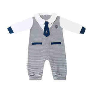 春秋男宝宝哈衣幼儿连体衣秋季六个月婴儿服洋气小月龄装萌外出服