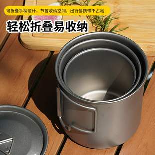 TA1纯钛马克杯户外野餐露营杯子柄咖啡便携折叠水杯泡茶单层喝水