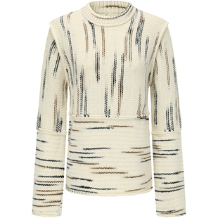 SWAYING官方 粗支羊毛渐变套衫 22AW设计感圆领针织毛衣女