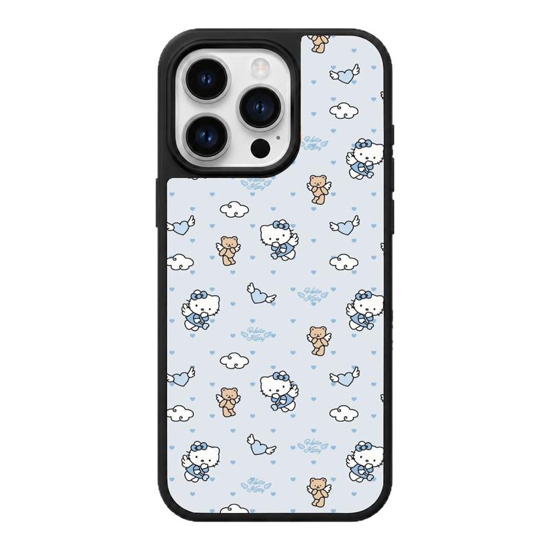 浅蓝色可爱凯蒂猫适用苹果17promax手机壳防手汗指纹高级感iphone16pro大孔二合一15磨砂女款hellokitty猫14