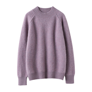 半高领羊毛衫女100纯羊毛插肩袖套头毛衣秋冬王菲同款加厚针织衫