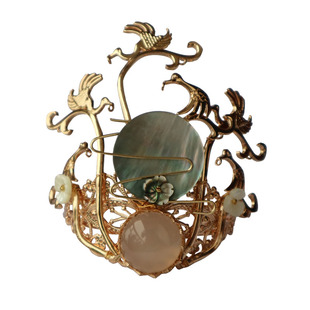 男女通用束发冠汉服古装古风头冠发钗簪子保色铜燕雀头饰魏晋配饰