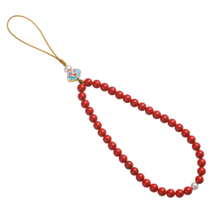 朱砂手机链挂件吊坠挂饰串珠珍珠手机壳U盘手腕挂绳女精致创意男