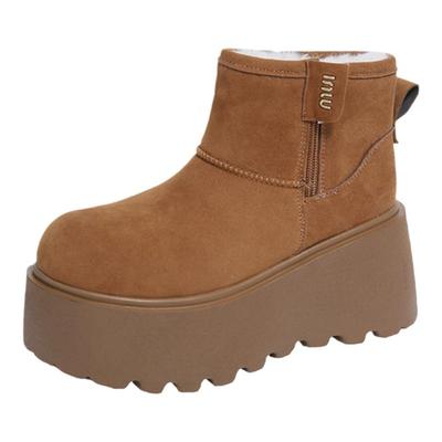 厚底雪地靴女款短靴加绒保暖棉鞋