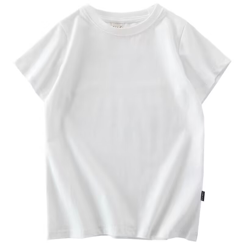 夏季男女童纯棉纯色短袖班服T恤