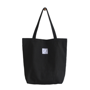 加厚大容量拉链帆布包休闲单肩包简约女包托特包黑色慵懒风购物袋