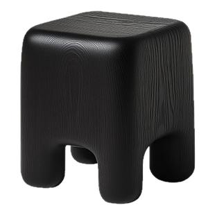 北欧极简实木小凳子侘寂风家用矮凳设计感创意换鞋板凳黑色茶几凳