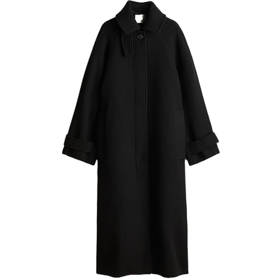 HM女装毛呢外套冬季保暖大廓形宽松冬季长大衣1249582