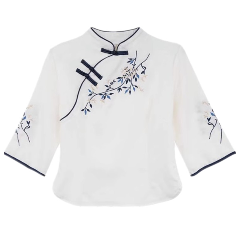 民国风女装中式汉服春新款洋气小衫唐装女中国风茶服改良旗袍上衣