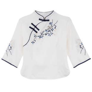 民国风女装中式汉服春新款洋气小衫唐装女中国风茶服改良旗袍上衣