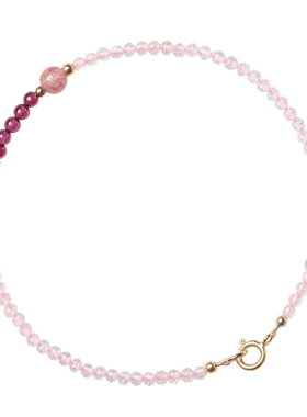 普陀山天然粉晶手链女招桃花手串