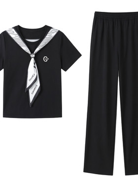 2026夏季女短袖阔腿裤运动套装