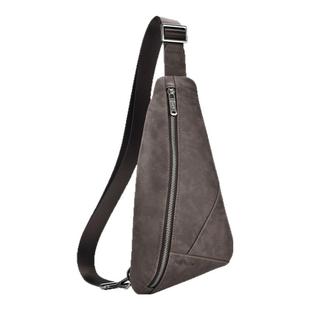 暇步士胸包男士真皮单肩包斜挎包黑色牛皮男包跨境休闲包胸包小众