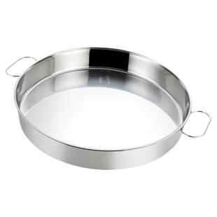 直身不锈钢圆形盘子平底加深蒸年糕专用模具带提手凉皮锣锣发糕盘