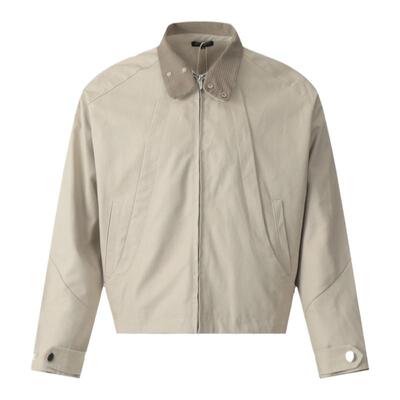 ISTURE美式哈灵顿飞边夹克短版情侣秋冬灰杏色立领cleanfit外套潮