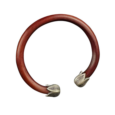 鸡血藤民族风男女纯银鸡血藤手镯