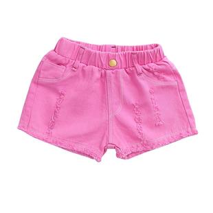 女童短裤2024夏季韩版薄修身牛仔热裤洋气破洞三分裤女孩百搭外穿