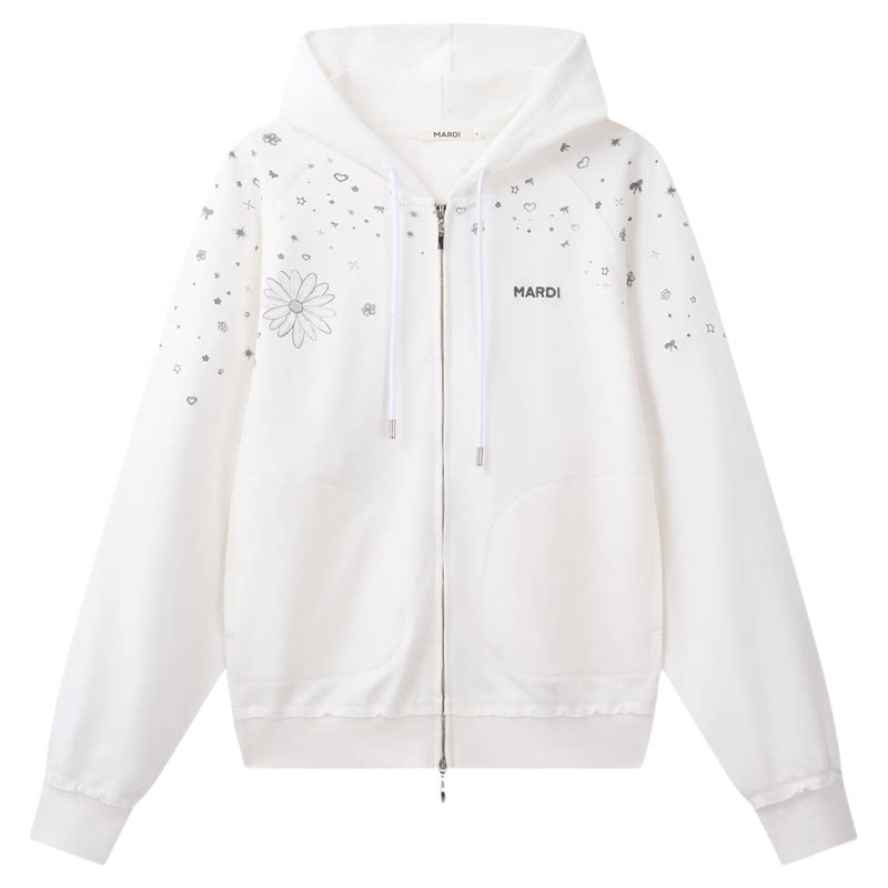 Mardi Ladin秋季开衫印花连帽卫衣女休闲宽松百搭上衣外套新品