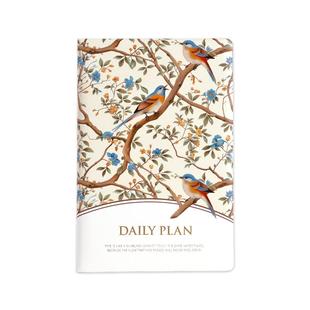 卡杰2026年一天一页日程本超厚每日计划本国风花鸟文艺日记本简约ins风笔记本子高颜值大学生记录记事本定制
