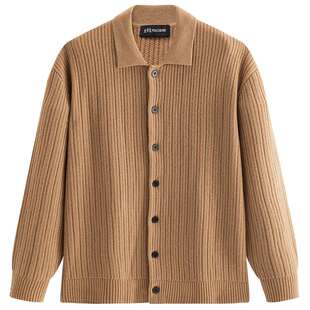 【商场同款】太平鸟男装100%羊毛毛衫新款翻领针织开衫B1EAG1295