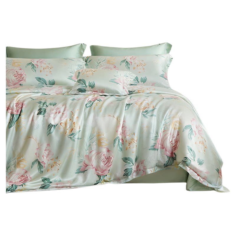 富安娜天丝四件套莱赛尔凉感被套冰丝床单被罩巨好看裸睡床上用品