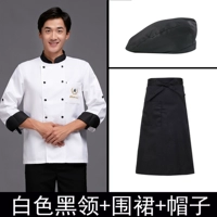 Белый черный топ воротник+фартук+шляпа