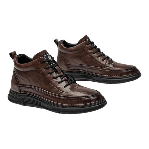 Montagut/梦特娇男士真皮休闲皮鞋 冬季加绒保暖棉鞋高帮马丁靴子