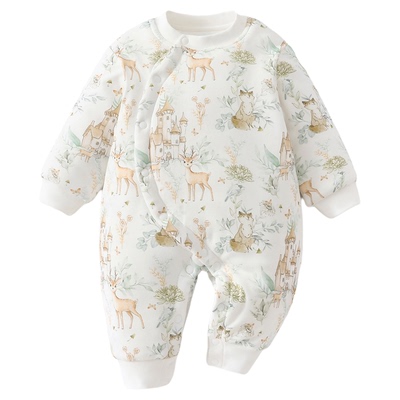 小聪熊婴儿衣服秋冬季夹棉连体衣