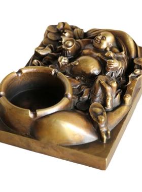 铜万福全铜烟灰缸复古办公室摆件