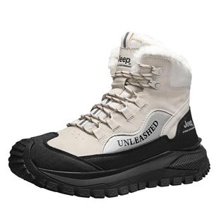 jeep吉普男鞋加绒高帮东北大棉鞋冬季男士2025新款户外运动雪地靴