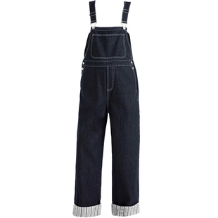 英氏孕妇裤子春季外穿直筒背带裤2026新款宽松百搭休闲大码牛仔裤